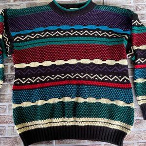 Vintage Jumper 80's Urban Works Mens Long Sleeve Coogi Style, Biggie Cosby Large